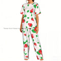 Women's Comfort Pajamas Women's Cute Pink Strawberries Short Sleeve Set Sleepwear