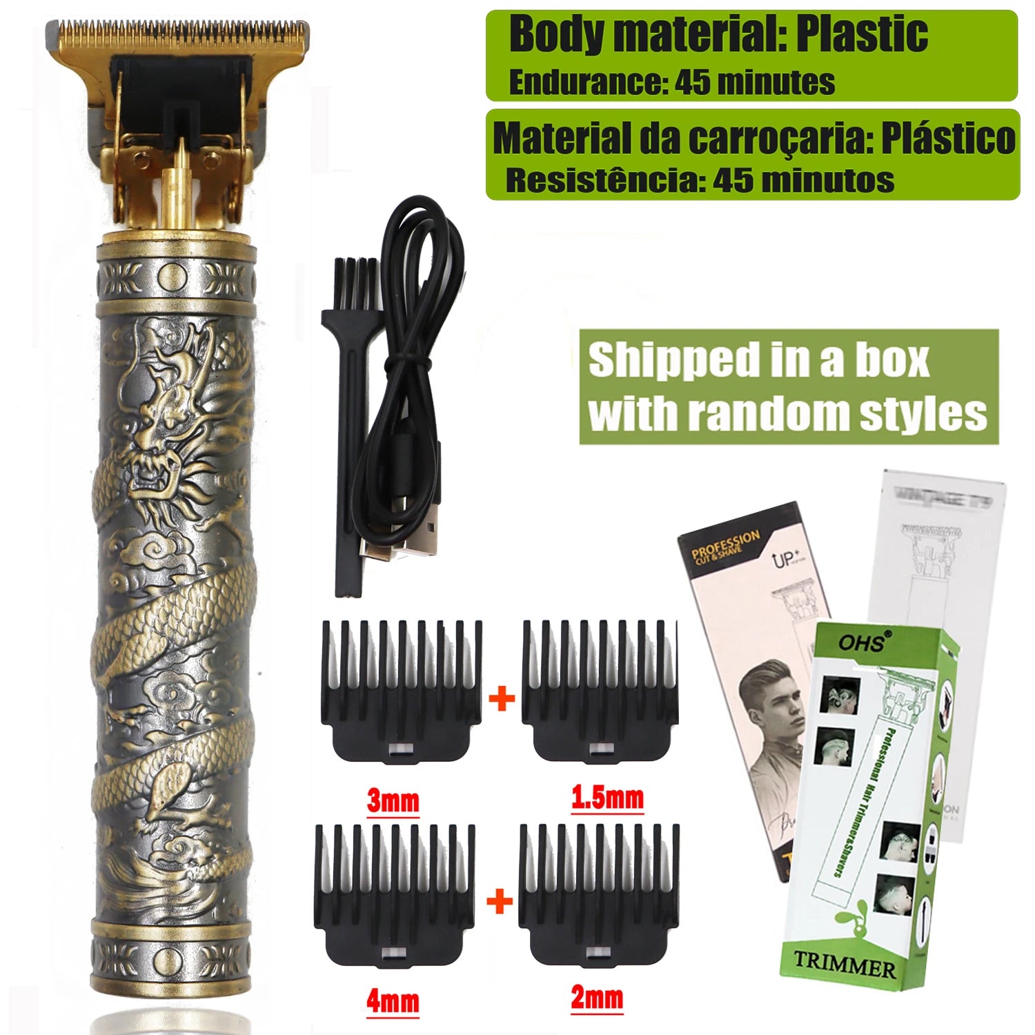 Vintage USB Fast Charging Cordless Hair Clipper Trimmer Portable Electric Shaver Professional Barber Hair Cutting Machine