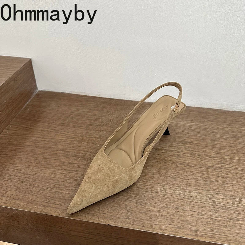 2026 Spring Summer Slip On Women Sandals Shoes Fashion Pointed Toe High Heel Stripper Party Ladies Singbacks Sandalias Shoes