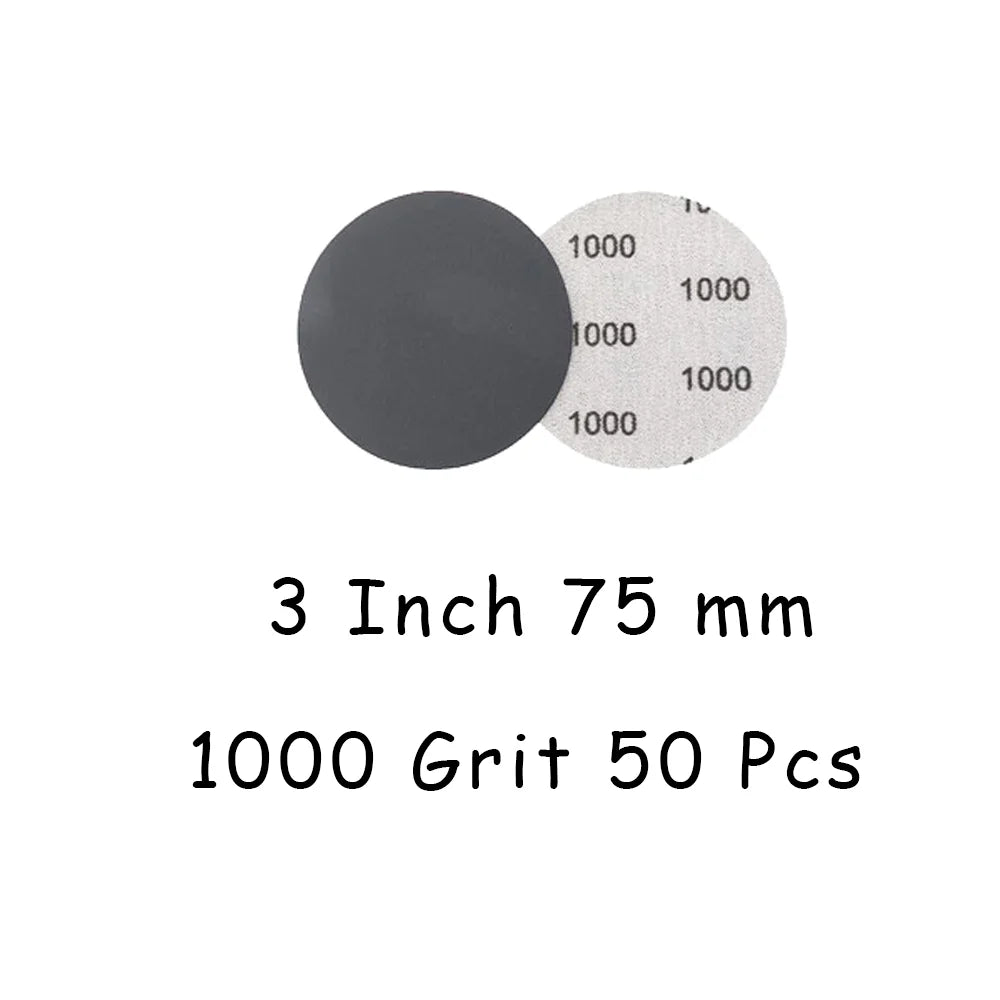 3 Inch Wet and Dry Sanding Paper 75mm Silicon Carbide Sandpaper 4/50/130 Pcs Hook and Loop Sanding Pad for Polishing Car Metal