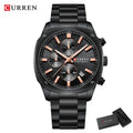 CURREN Modern Men's 42mm Sport Watch - Stainless Steel Band Chronograph & Date,Glow-in-the-Dark Hands, Casual Quartz Wristwatch