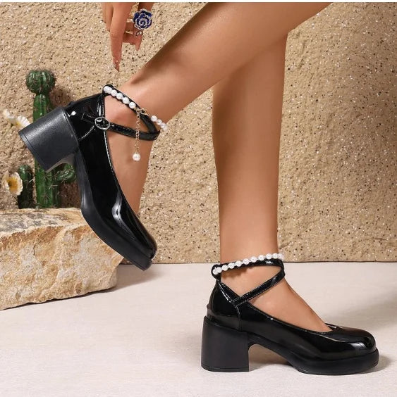 New Women Pumps Shoes Fashion Cross Strap Ladies Shallow Dress Mary Jane Shoes Female Elegant High Heel Footwear Platform Heels