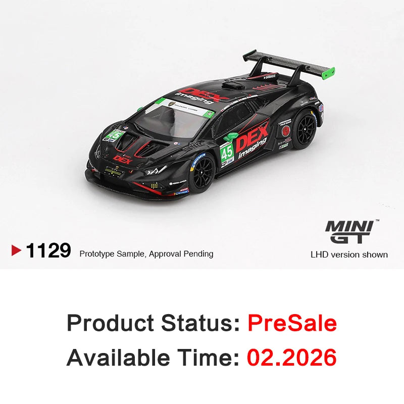 PreSale MINIGT 1129 1:64 Lamborghini Huracan GT3 EVO2 #45 DEX Imaging 2024 IMSA Daytona 24 Hrs Diecast Car Model Collection Toys