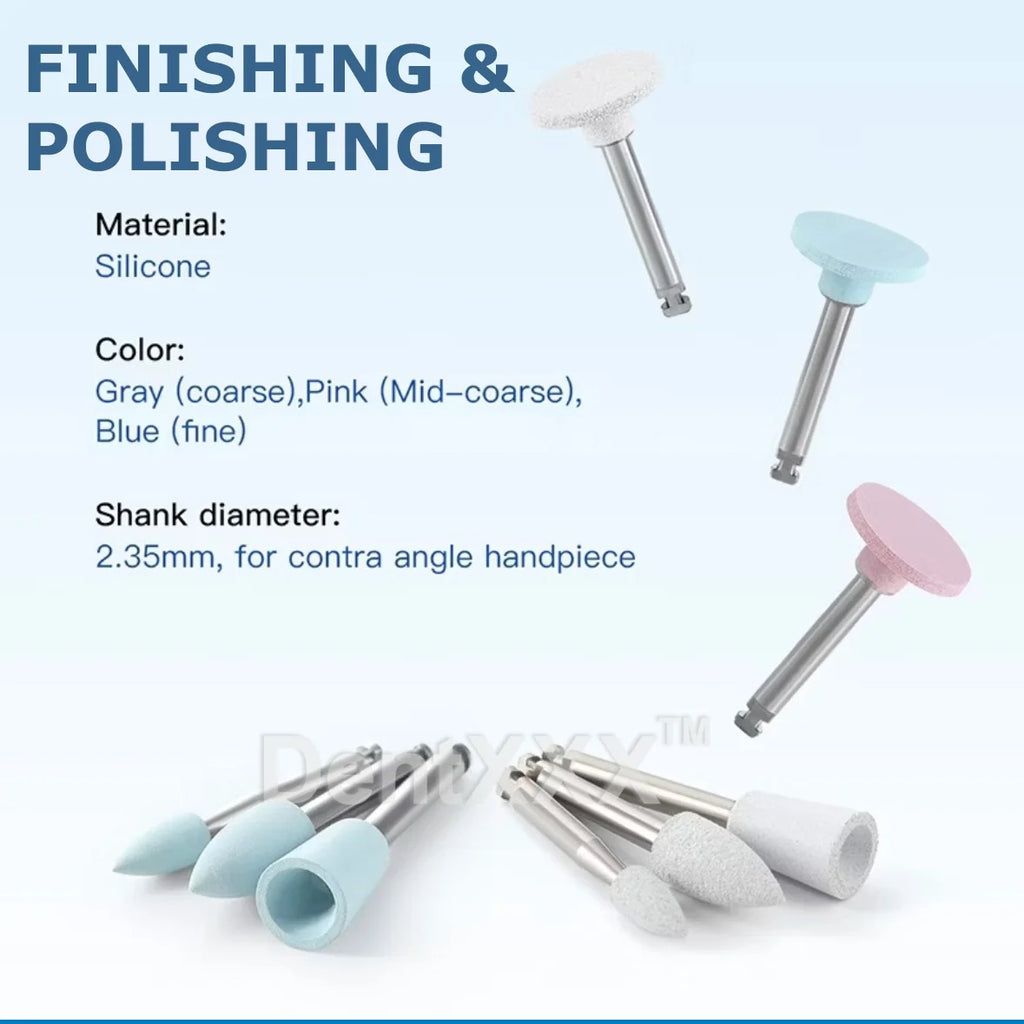 12pcs/box RA Handle Polishing Combo Set, 9 silicone rubber grinding heads＆ 3 cyclone wheels, coarse/fine/mirror polishing