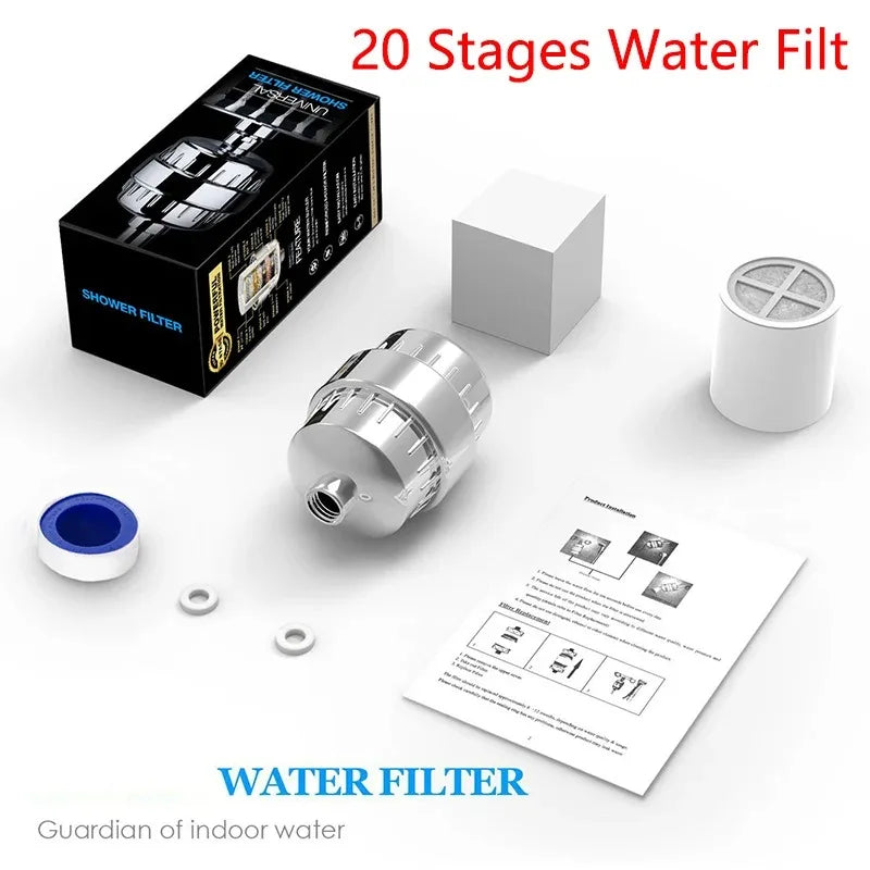 15/20 stages high output shower water filter removes chlorine fluoride heavy metals filter softens high quality shower head
