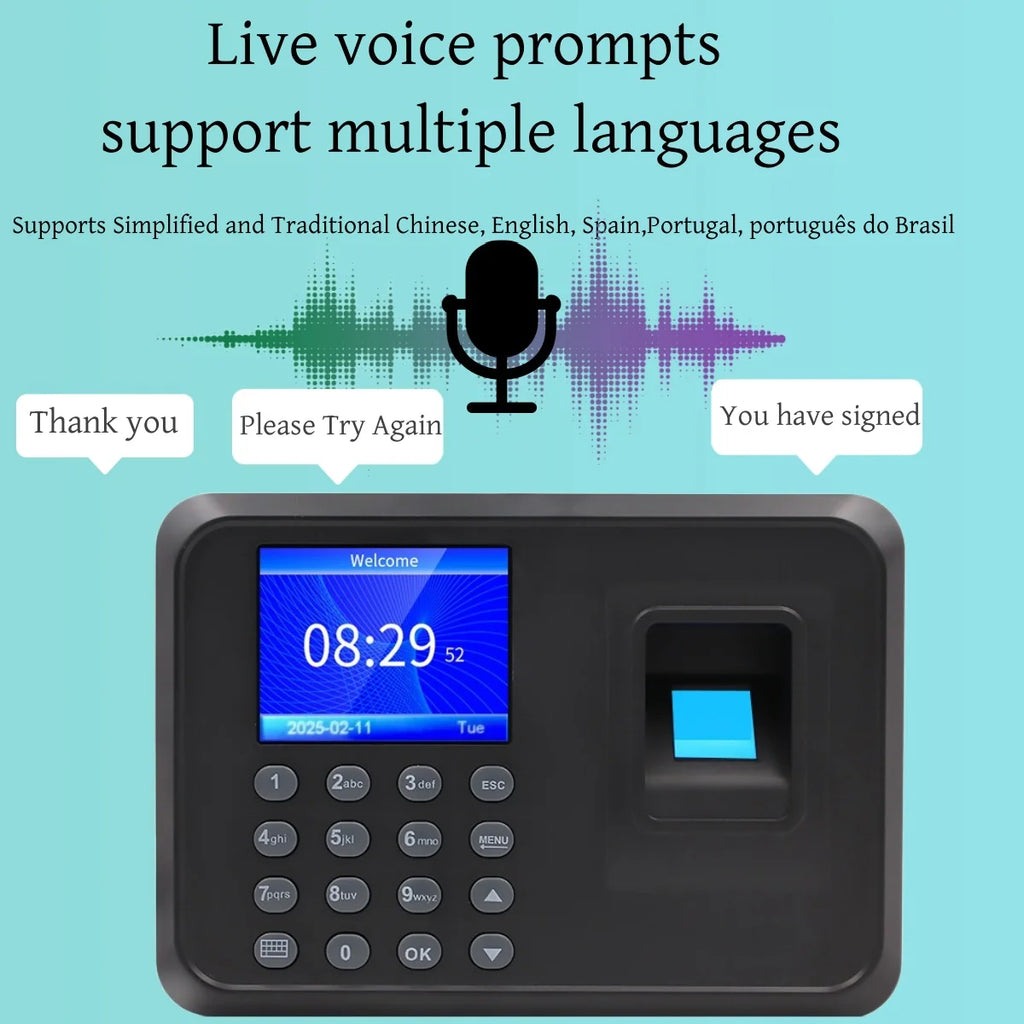 Software Free 2.4'' Fingerprint time attendance machine biometric recorder Fingerprint Time Clocks for Employees Small Business