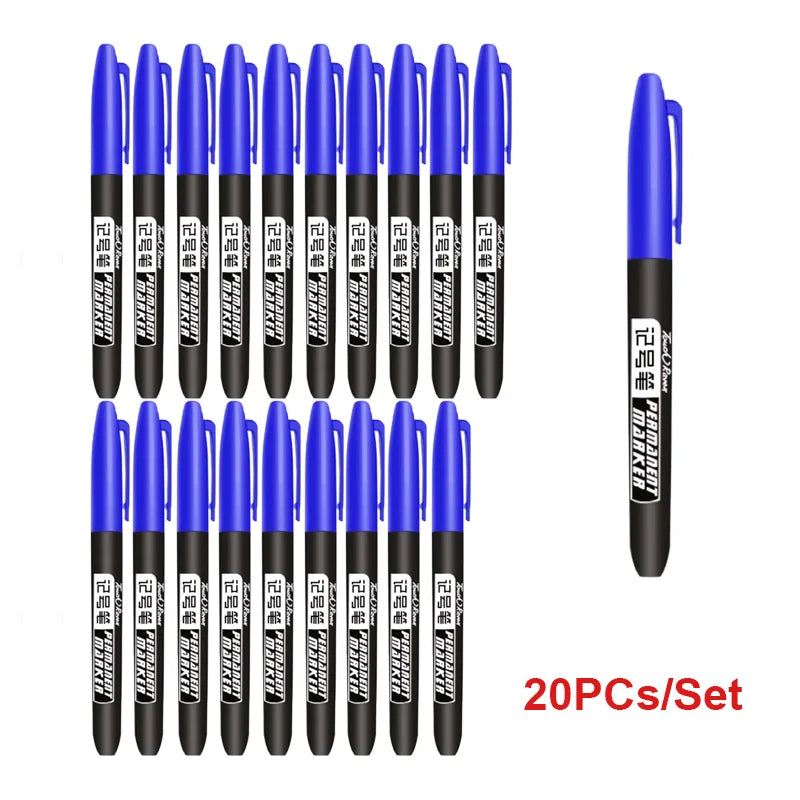 6-20PCs/Set Permanent Marker Pen Fine Point Waterproof Markers Thin Nib Crude Nib Black Blue Red Ink 1.5mm Fine Color Marker Pens