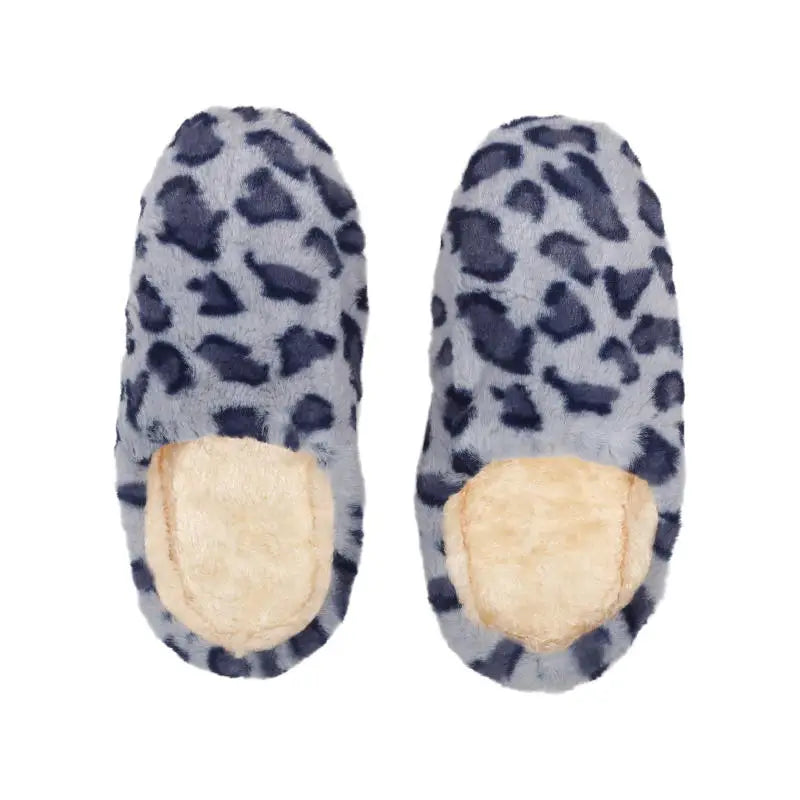 Women Men Leopard Print House Slippers Winter Warm Soft Fur Indoor Bedroom Non-Slip Floor Shoes for Couples Home Slides