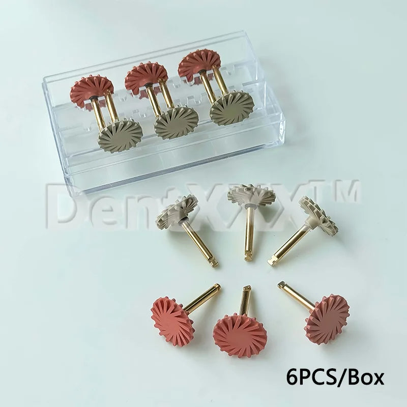 6 Pcs/Box Rubber 14MM Cyclone Wheel Polishing Set Shank Dia2.35mm for Low Speed High-Brightness Polishing of Composite Materials