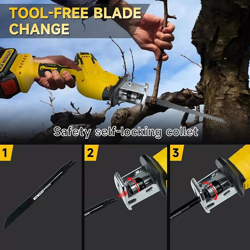 Cordless Electric Reciprocating Saw Metal Wood Cutting Tool Meat Cut Electric Saw For DeWalt 20V 4 Blades