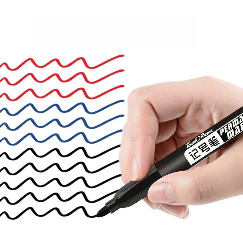 6-20PCs/Set Permanent Marker Pen Fine Point Waterproof Markers Thin Nib Crude Nib Black Blue Red Ink 1.5mm Fine Color Marker Pens