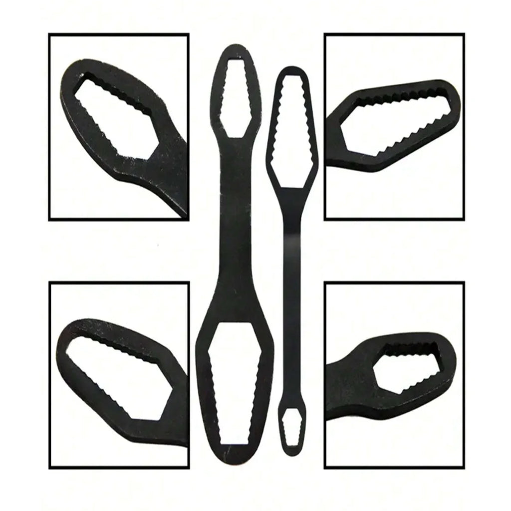 3 to 17 Double-Ended Box Wrench, Hexagon Solid Wrench, Repair Tool for Screws and Nuts, Black, Multifunctional, Various Diameters