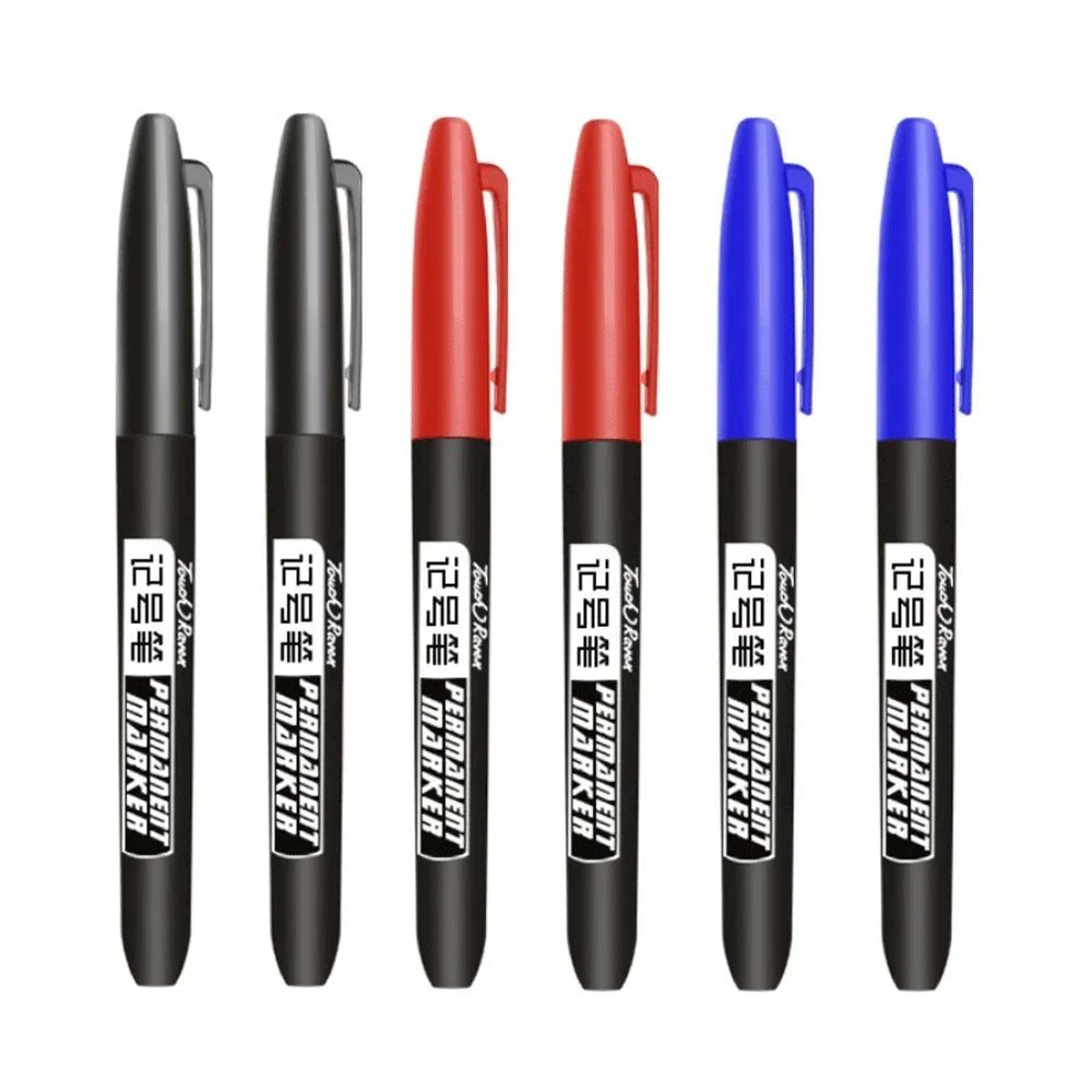 6-20PCs/Set Permanent Marker Pen Fine Point Waterproof Markers Thin Nib Crude Nib Black Blue Red Ink 1.5mm Fine Color Marker Pens
