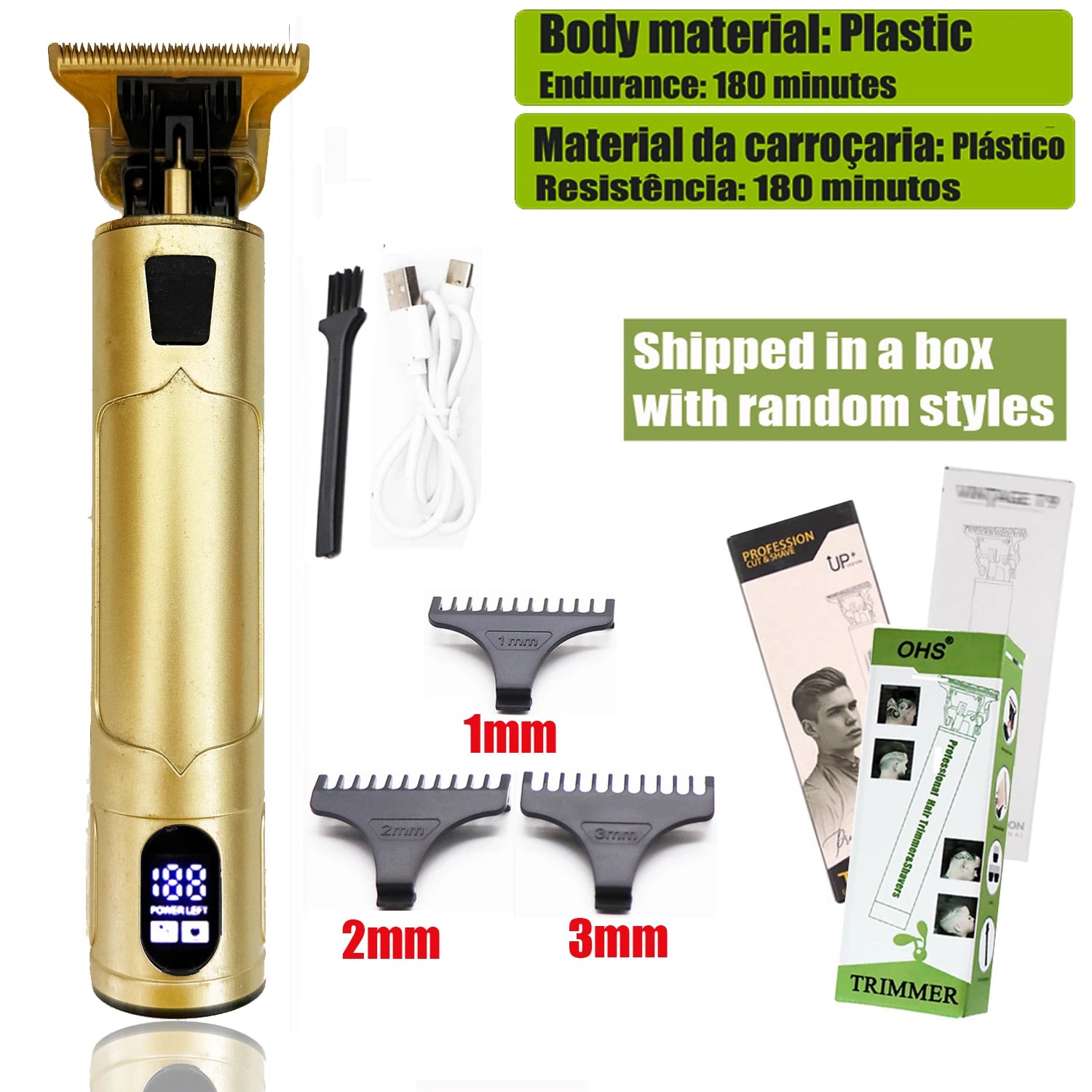 Vintage USB Fast Charging Cordless Hair Clipper Trimmer Portable Electric Shaver Professional Barber Hair Cutting Machine