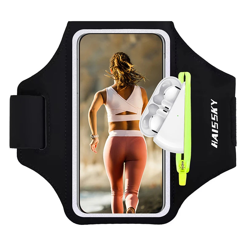 HAISSKY Classic Zipper Pocket Running Bags Men Women Outdoor Sports Touch Screen Armband Wrist Pouch For iPhone Samsung Xiaomi