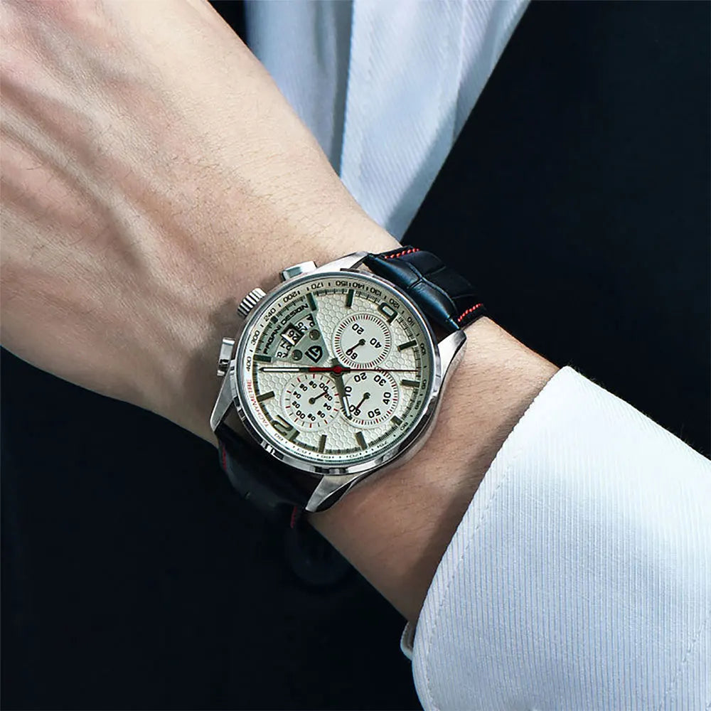 PAGANI DESIGN New PD-3306 Chronograph Men Watch Top Brand Classic Leather Waterproof Quartz Wristwatch for Man Gift Reloj Hombre