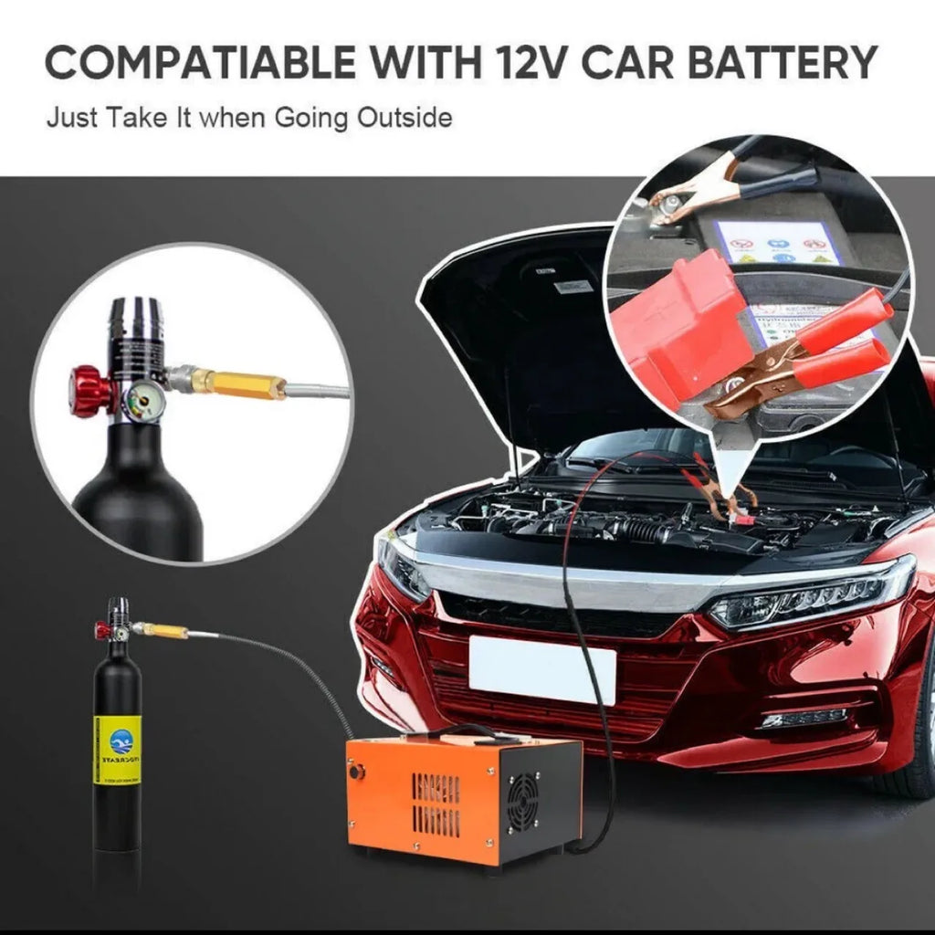 4500Psi 30Mbar Portable PCP Air Compressor Pump 12VDC/110V/220V Power Oil/Water-Free High Pressure Diving Bottle Air Rifle