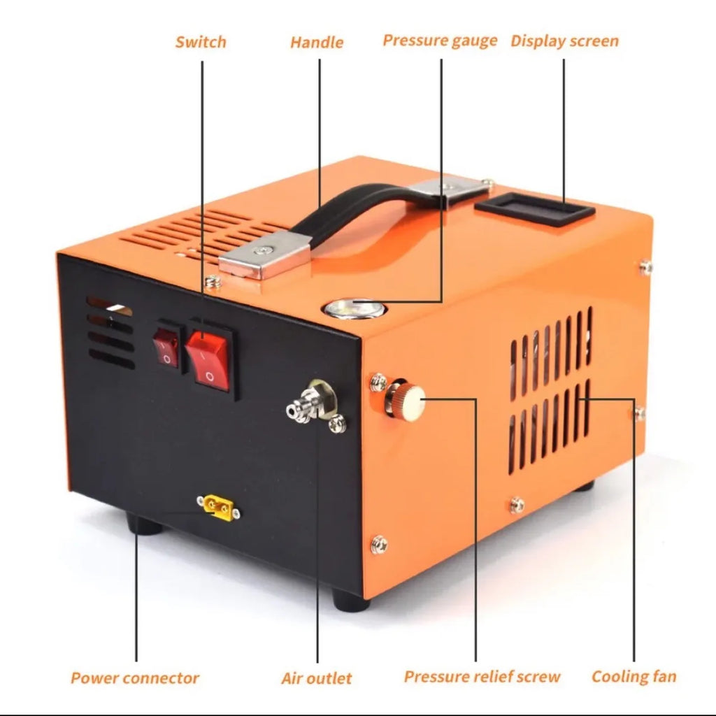4500Psi 30Mbar Portable PCP Air Compressor Pump 12VDC/110V/220V Power Oil/Water-Free High Pressure Diving Bottle Air Rifle