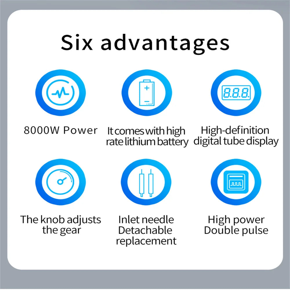 8000W Spot Welder High Power Handheld Spot Welding Machine Portable 1200A present Adjustable Welders for 18650 Battery