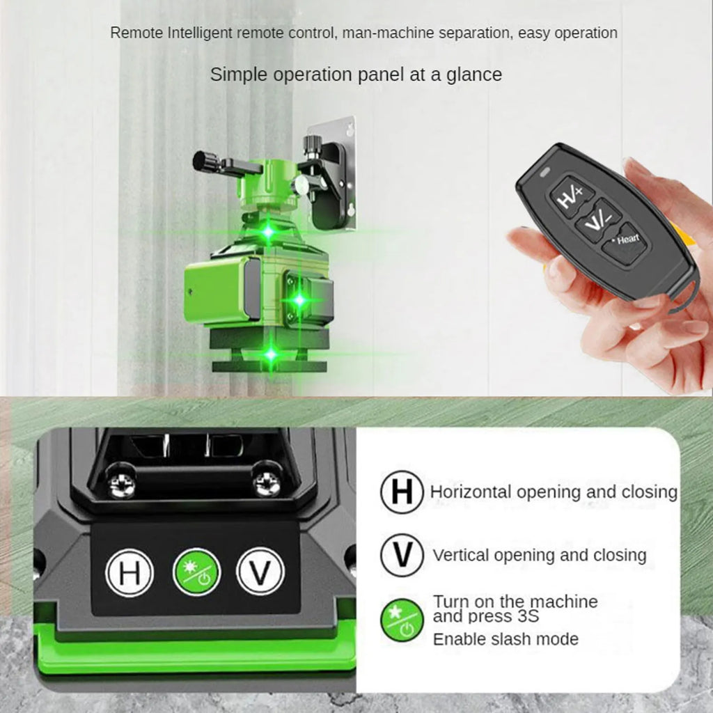 8/12/16 Lines Laser Level 3° Selfleveling Function Leveling Tool Omnidirectional Ground Wall Sticker Line with 1.2M Tripod Stand