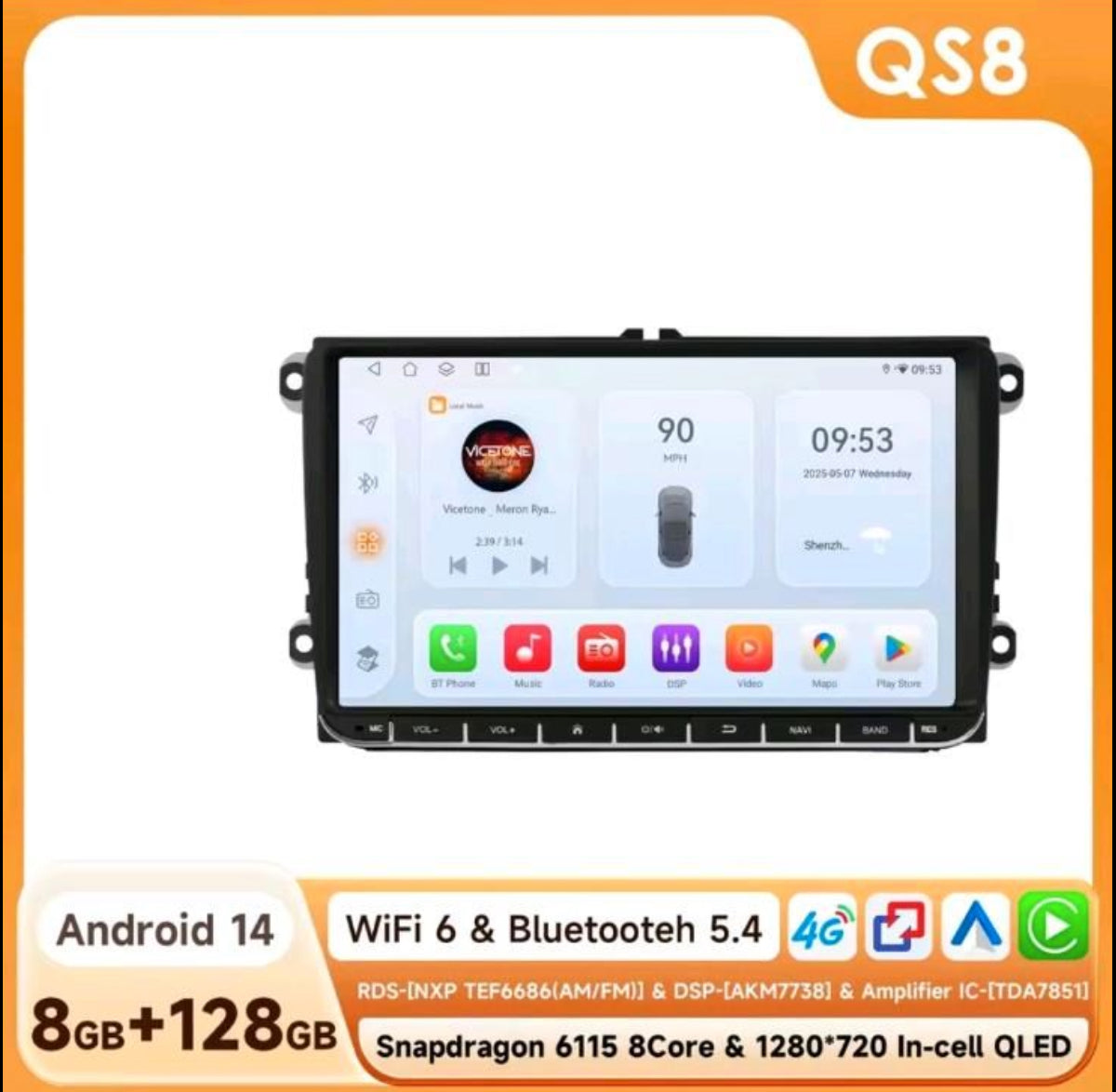 Sq8 Android Multimedya Audio System VW-Skoda-Seat