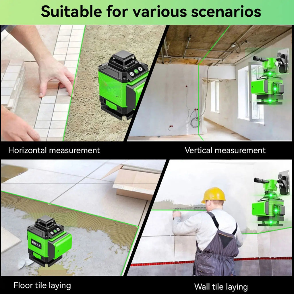 8/12/16 Lines Laser Level 3° Selfleveling Function Leveling Tool Omnidirectional Ground Wall Sticker Line with 1.2M Tripod Stand