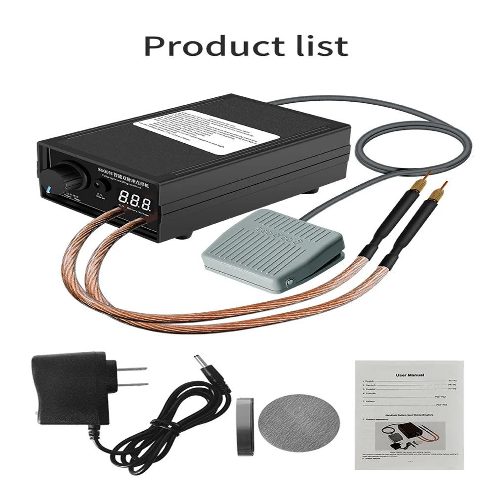 8000W Spot Welder High Power Handheld Spot Welding Machine Portable 1200A present Adjustable Welders for 18650 Battery