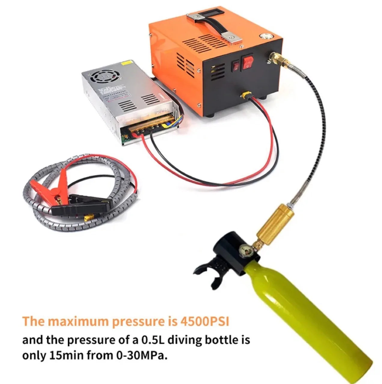 4500Psi 30Mbar Portable PCP Air Compressor Pump 12VDC/110V/220V Power Oil/Water-Free High Pressure Diving Bottle Air Rifle