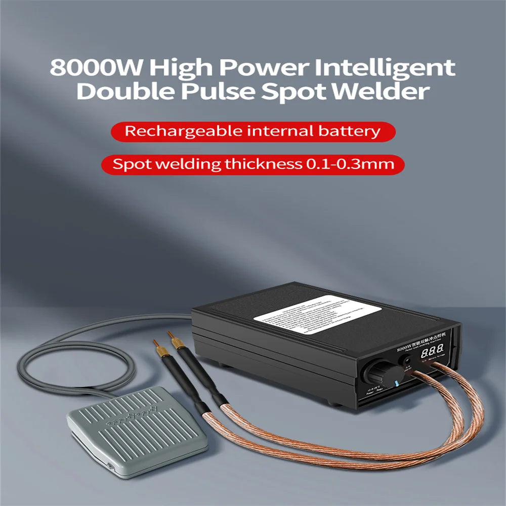 8000W Spot Welder High Power Handheld Spot Welding Machine Portable 1200A present Adjustable Welders for 18650 Battery