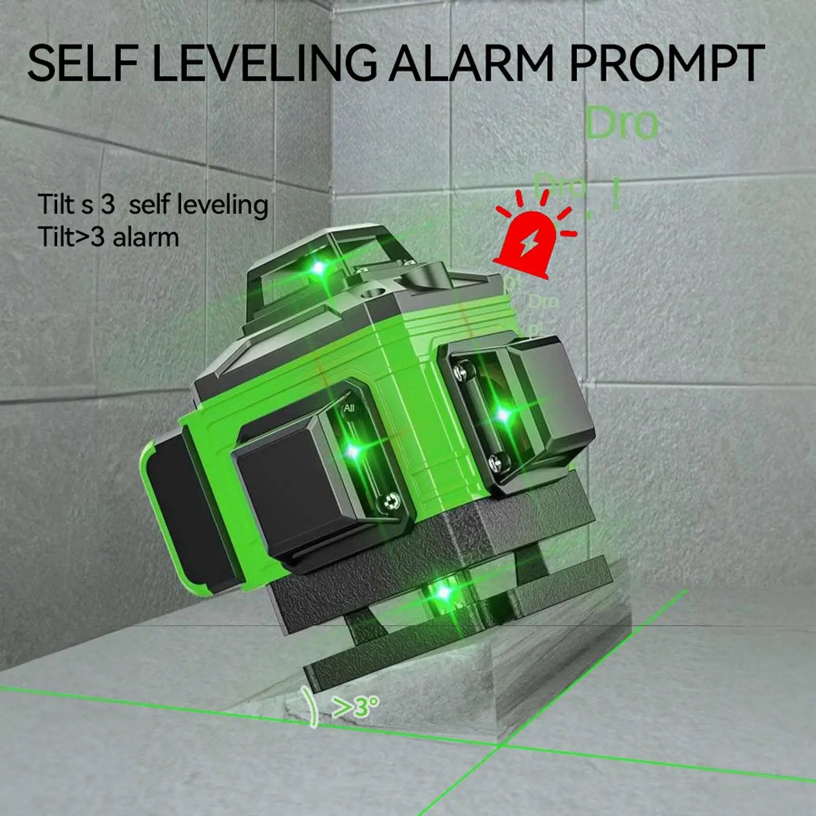 8/12/16 Lines Laser Level 3° Selfleveling Function Leveling Tool Omnidirectional Ground Wall Sticker Line with 1.2M Tripod Stand