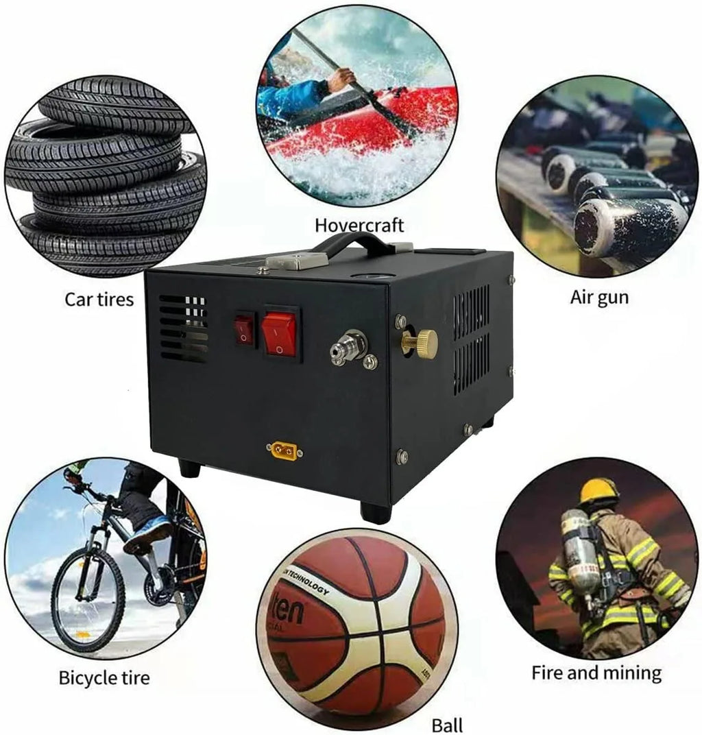 4500Psi 30Mbar Portable PCP Air Compressor Pump 12VDC/110V/220V Power Oil/Water-Free High Pressure Diving Bottle Air Rifle