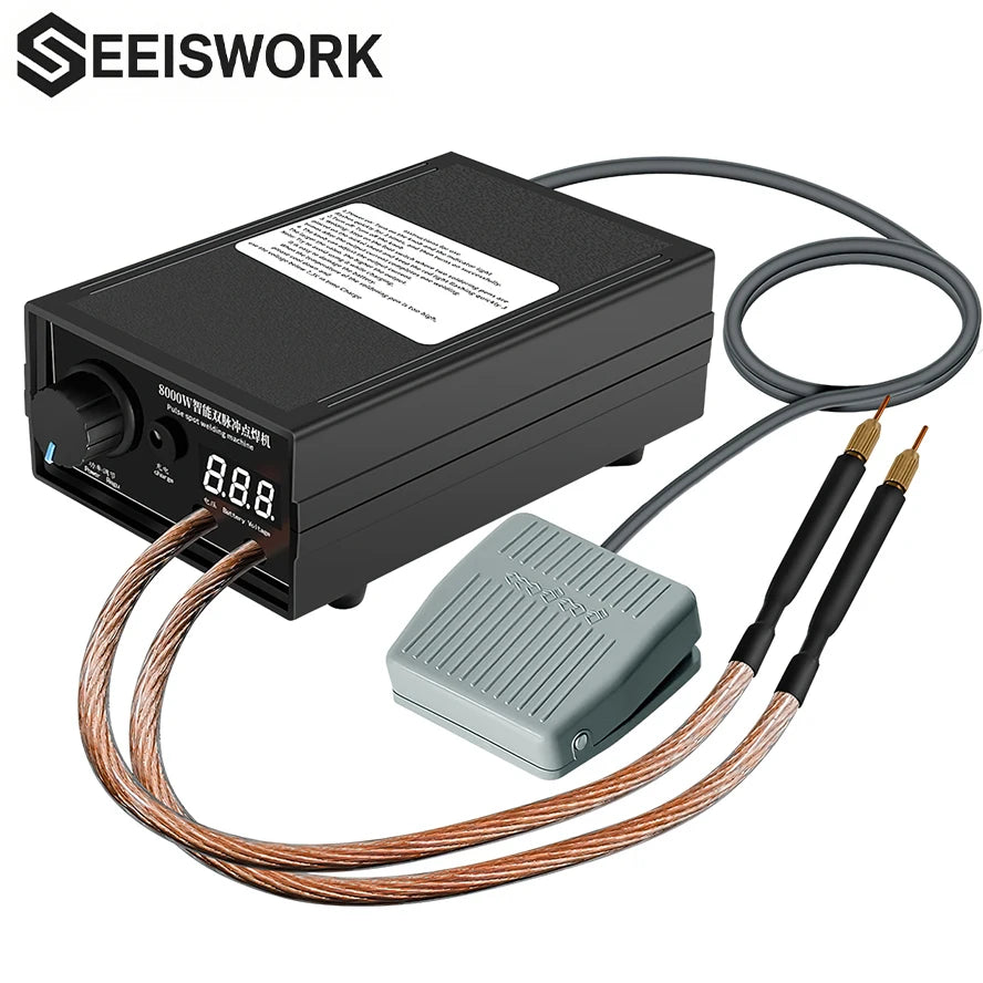 8000W Spot Welder High Power Handheld Spot Welding Machine Portable 1200A present Adjustable Welders for 18650 Battery