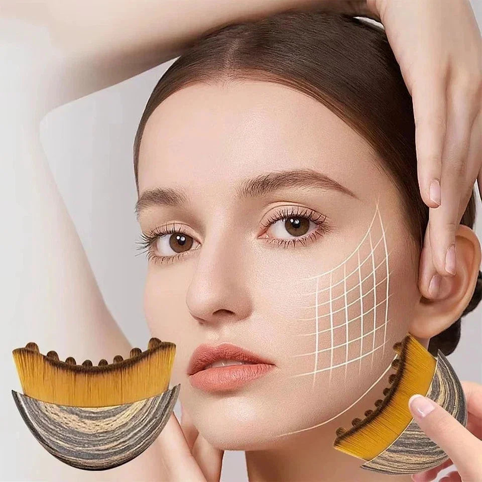 Portable Lymphatic Contour Face Brush Chin Reduce Puffiness Facial Sculpting Tool Round Single Contour Face Brush Dry Brush