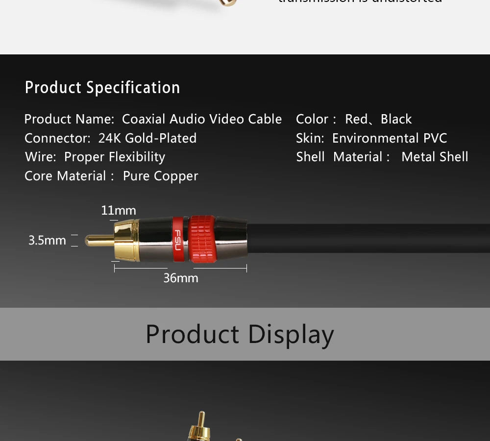 Coaxial Digital Audio RAC Cable SPDIF RCA to RCA Cable Audio Video Male for DVD Projector TV Speaker Amplifier 0.5M 1M 2M 3M 5M