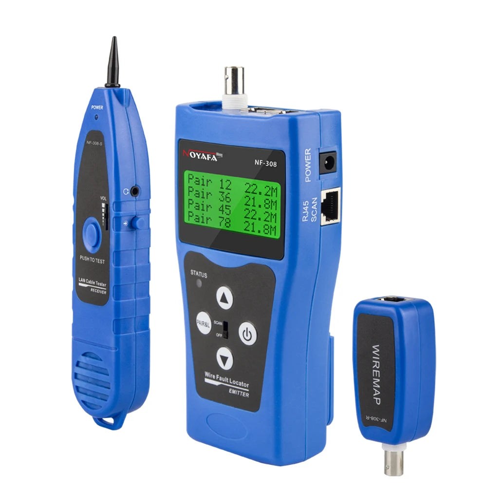 NOYAFA NF-308 Network Cable Tester LAN Measure Length Cables Continuity Test Wire Tracker BNC RJ45 RJ11 Ethernet Cable Tracker