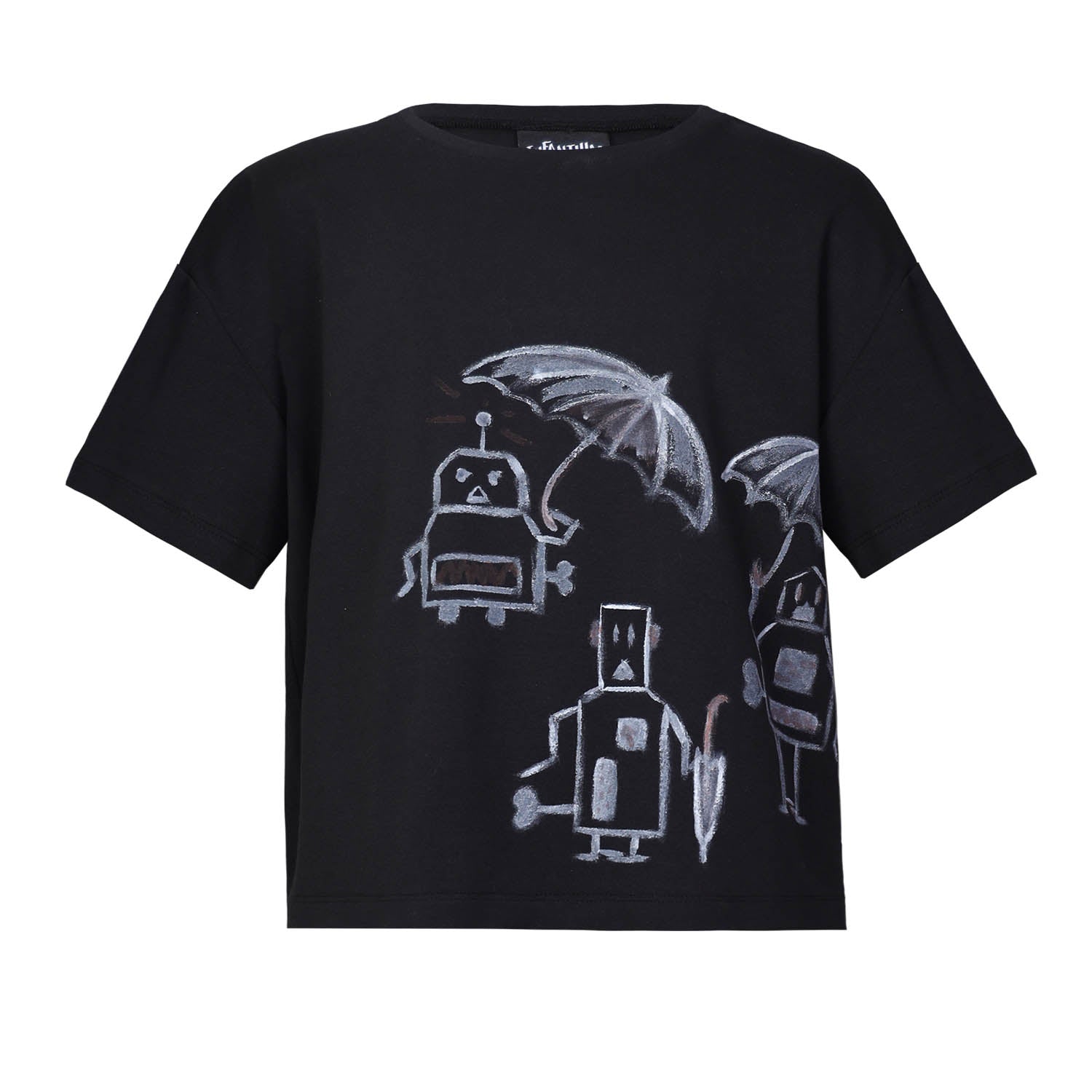 Hand-Painted Oversized Black T-Shirt for Kids