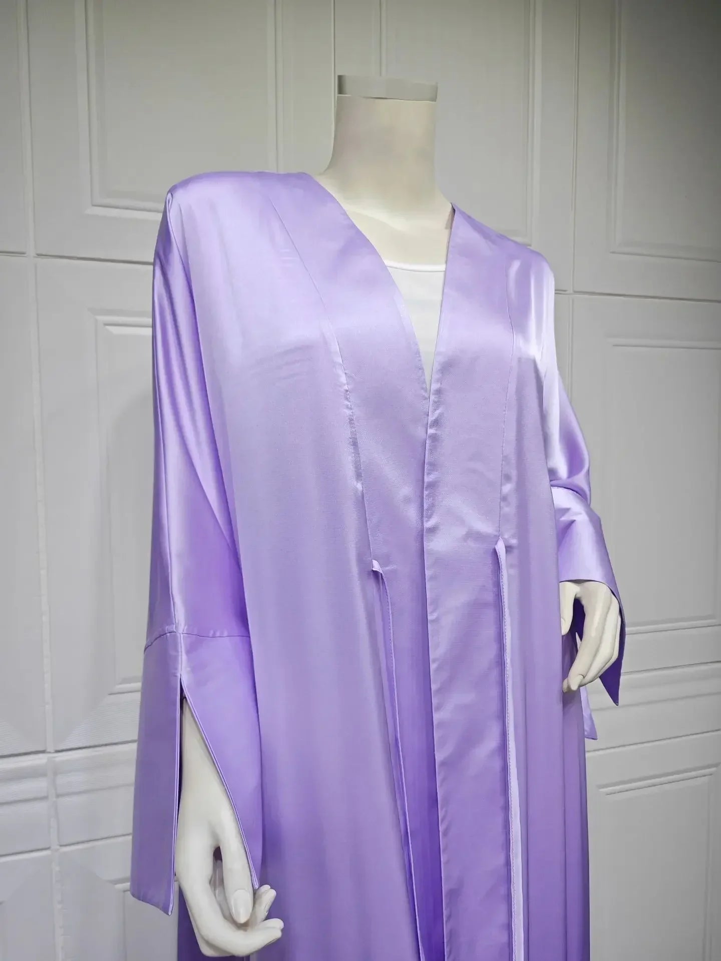 Muslim Women Pink Satin Kimono Abaya Damen Dubai Elegant Luxury Kaftan Modest Dress Islam Caftan Marocain Robe Femme Musulmane