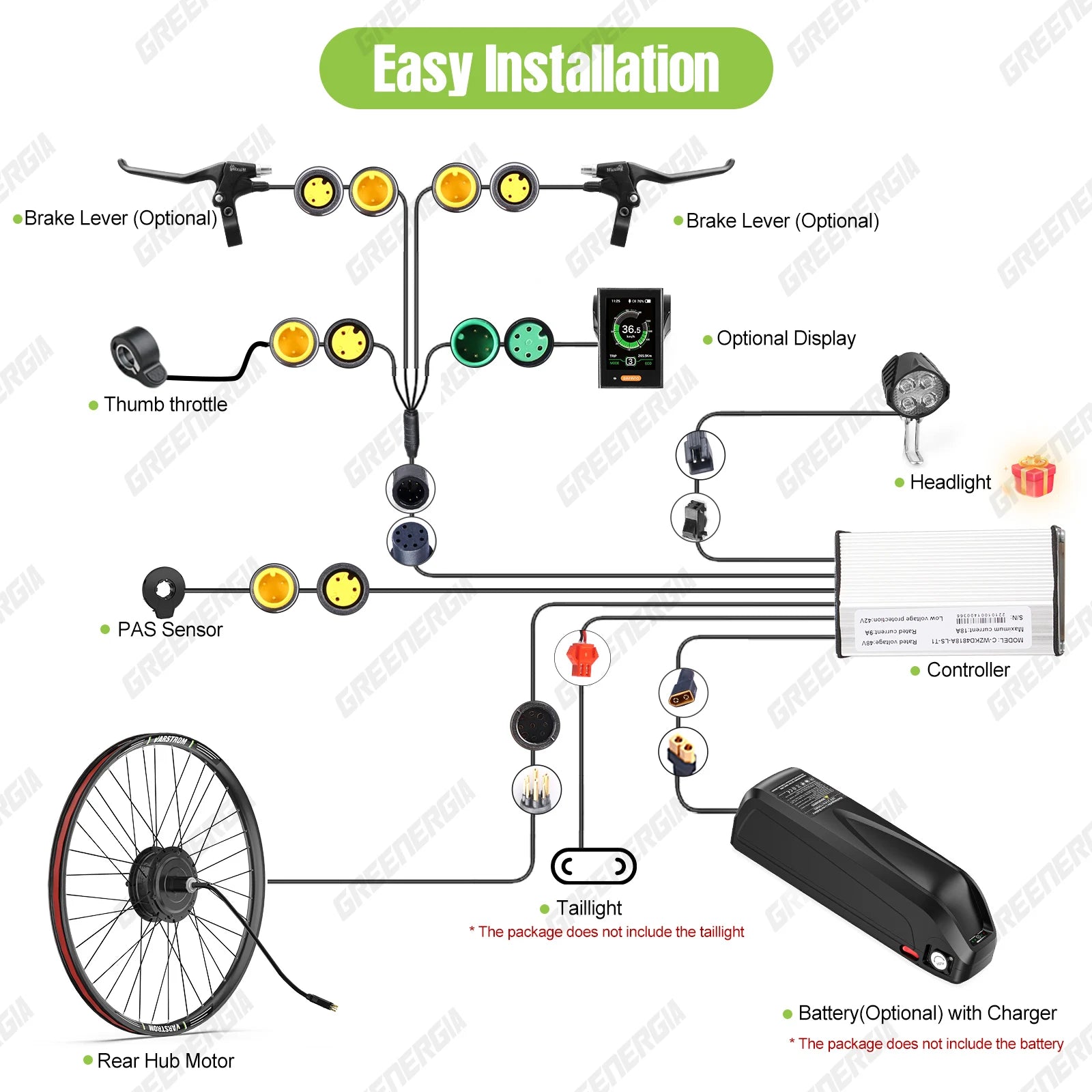 Bafang 48V 500W Front Rear Hub Motor Brushless Gear Bicycle Electric Bike Conversion Kit 20-29 Inch 700C Wheel Drive Engine