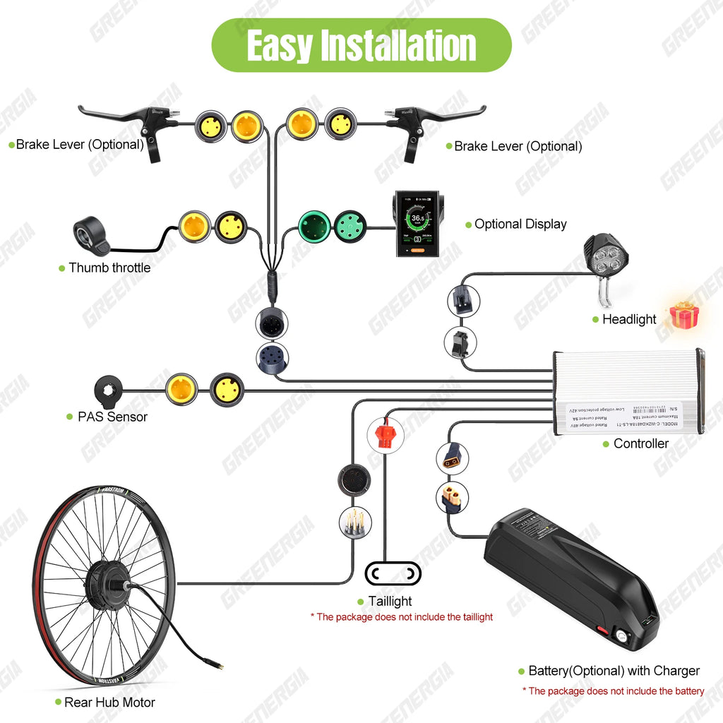 Bafang 48V 500W Front Rear Hub Motor Brushless Gear Bicycle Electric Bike Conversion Kit 20-29 Inch 700C Wheel Drive Engine