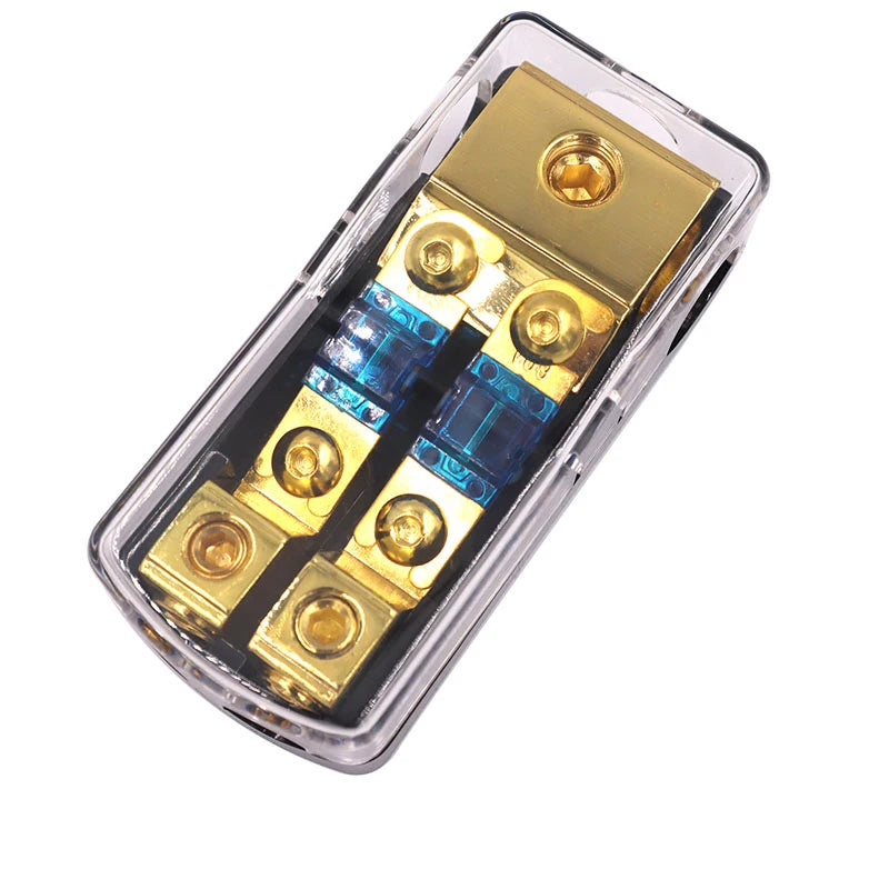 Car Audio Distribution Fuse Block, Mini ANL Fuse Box Holder Distribution Block (0-4GA)IN-(4-8GA)OUT 2/3/4 Way Fuses Holder 60A