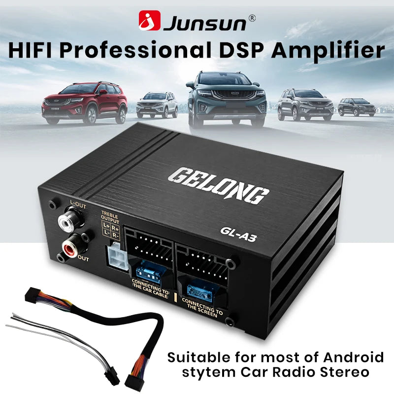 Junsun 4×80W DSP Car Power Amplifier Audio Processor Plug-and-Play Upgrade Deep Bass & Subwoofer Output Improve Sound Quality
