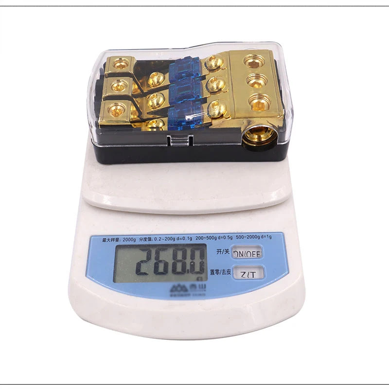 Car Audio Distribution Fuse Block, Mini ANL Fuse Box Holder Distribution Block (0-4GA)IN-(4-8GA)OUT 2/3/4 Way Fuses Holder 60A