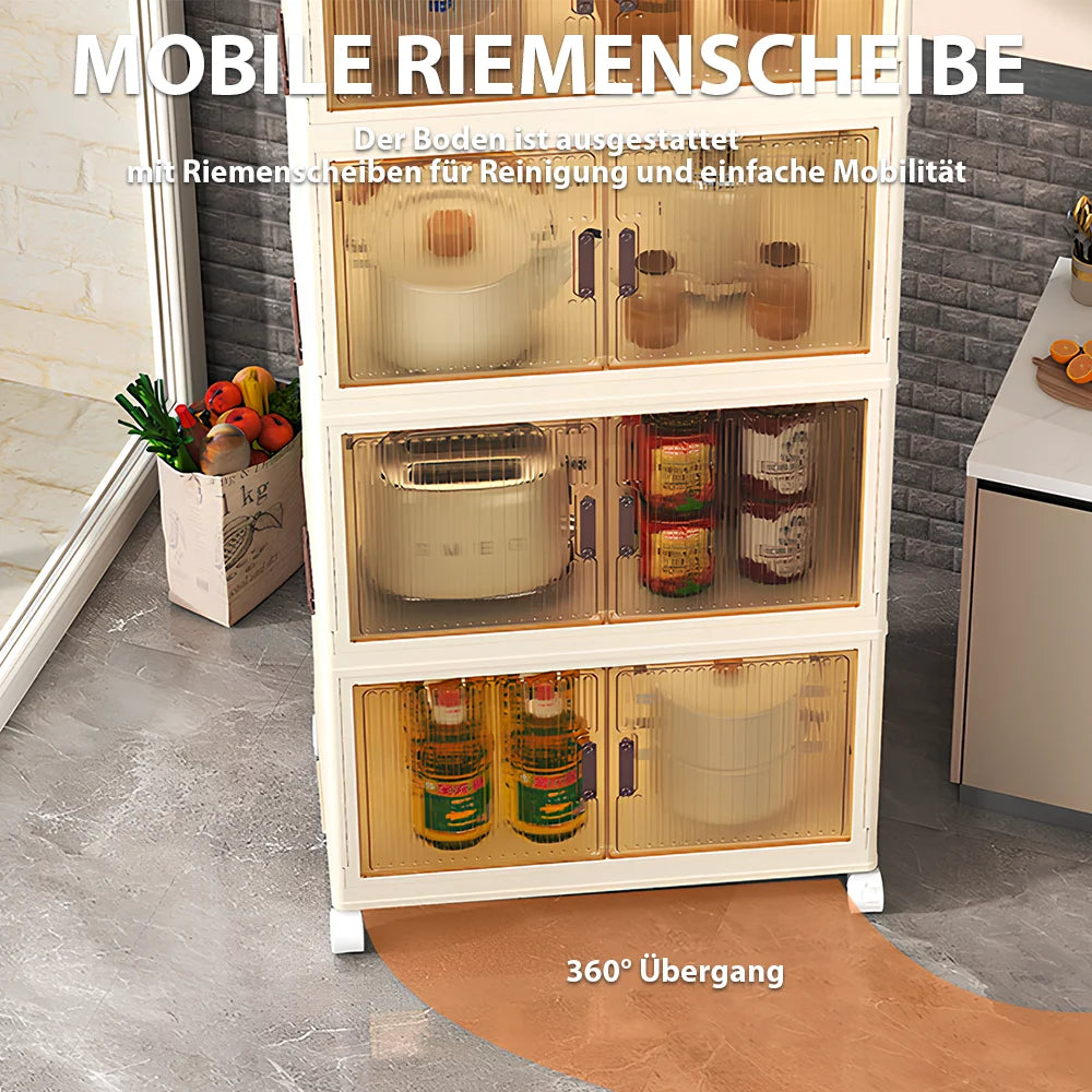 Storage Box Folding Storage Cabinet Dustproof with Swivel Wheels for Kitchen, Bedroom, Living Room