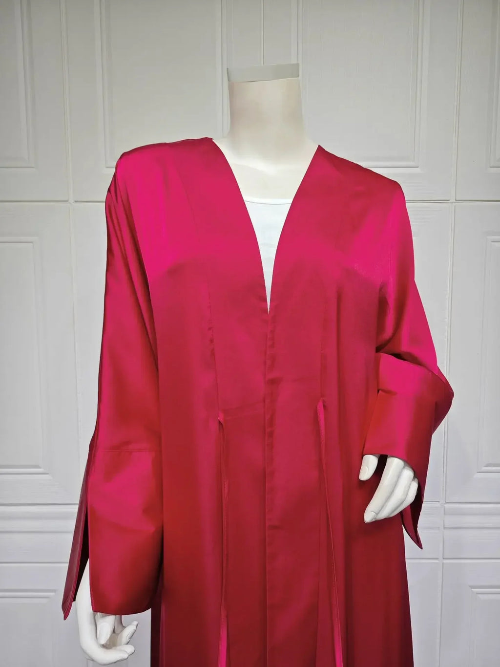 Muslim Women Pink Satin Kimono Abaya Damen Dubai Elegant Luxury Kaftan Modest Dress Islam Caftan Marocain Robe Femme Musulmane