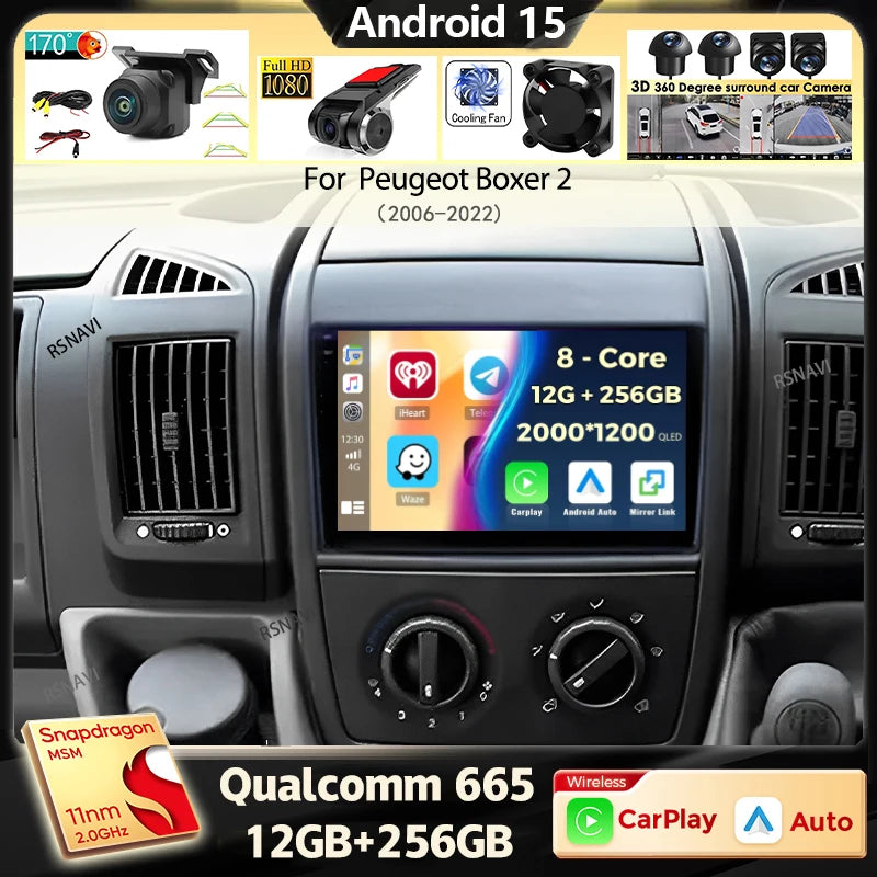 Android 15 Car Radio For Fiat Ducato 3 2006-2022 For Peugeot Boxer 2 2006-2022 For Citroen Jumper 2 2006-2022 Multimedia Stereo