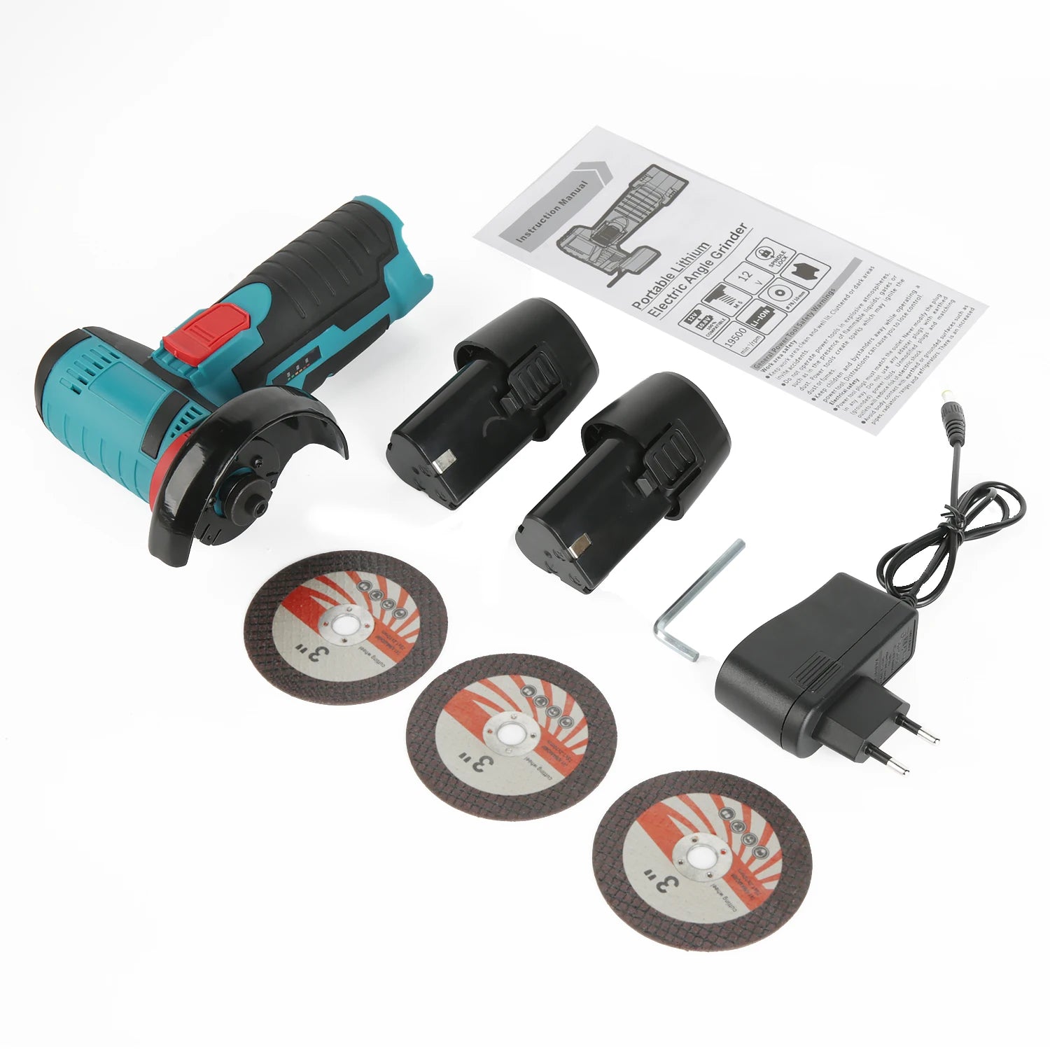 Mini Angle Grinder With 2 Battery Cutting Grinder For Cutting Polishing Wood Stone Steel 12V Cordless Polisher Cutting Machine