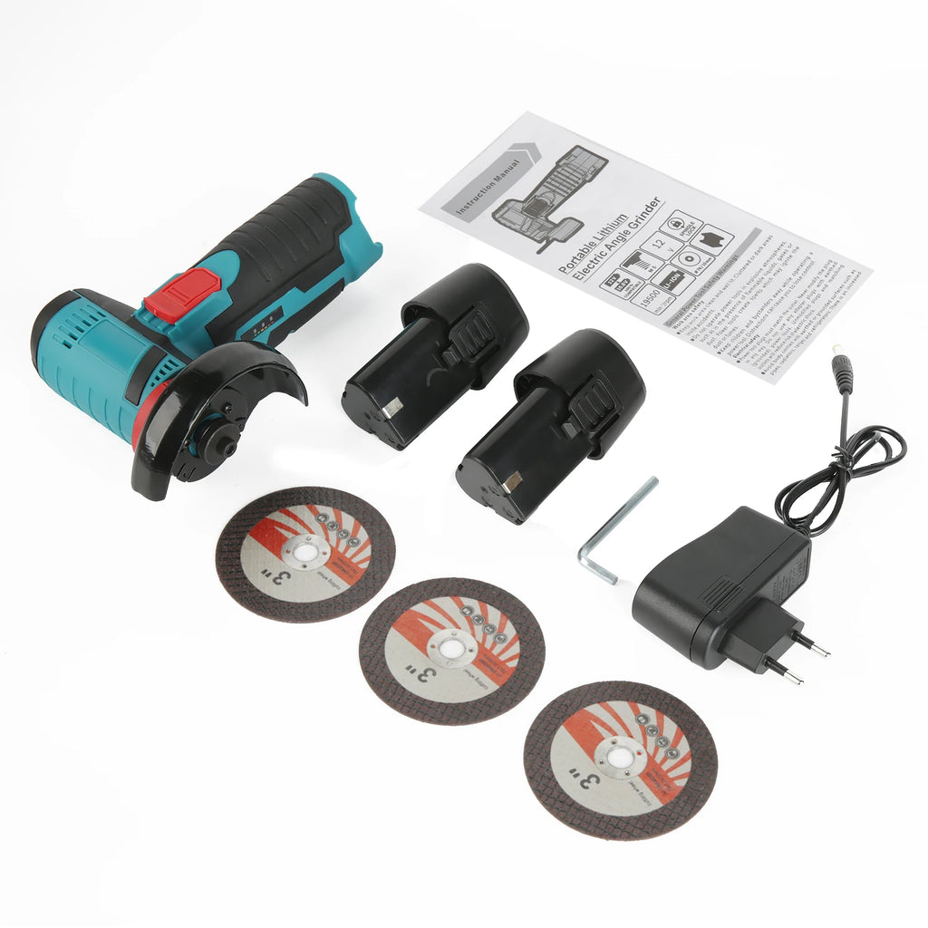 Mini Angle Grinder With 2 Battery Cutting Grinder For Cutting Polishing Wood Stone Steel 12V Cordless Polisher Cutting Machine
