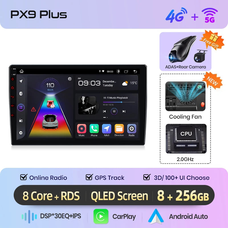 AWESAFE PX9 Car Radio Autoradio for PEUGEOT 207 207CC 2006-2015 Wireless Carplay Screen Android Auto Stereo GPS Navi FM RDS BT