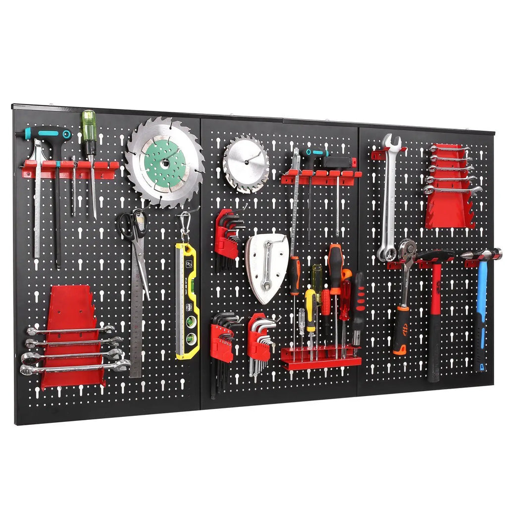 117x55cm Metal Pegboard Wall Organizer with Hooks 17PCS Kit, Garage Storage Bins, and Panel Tool Organizer Pegboard Wall Control