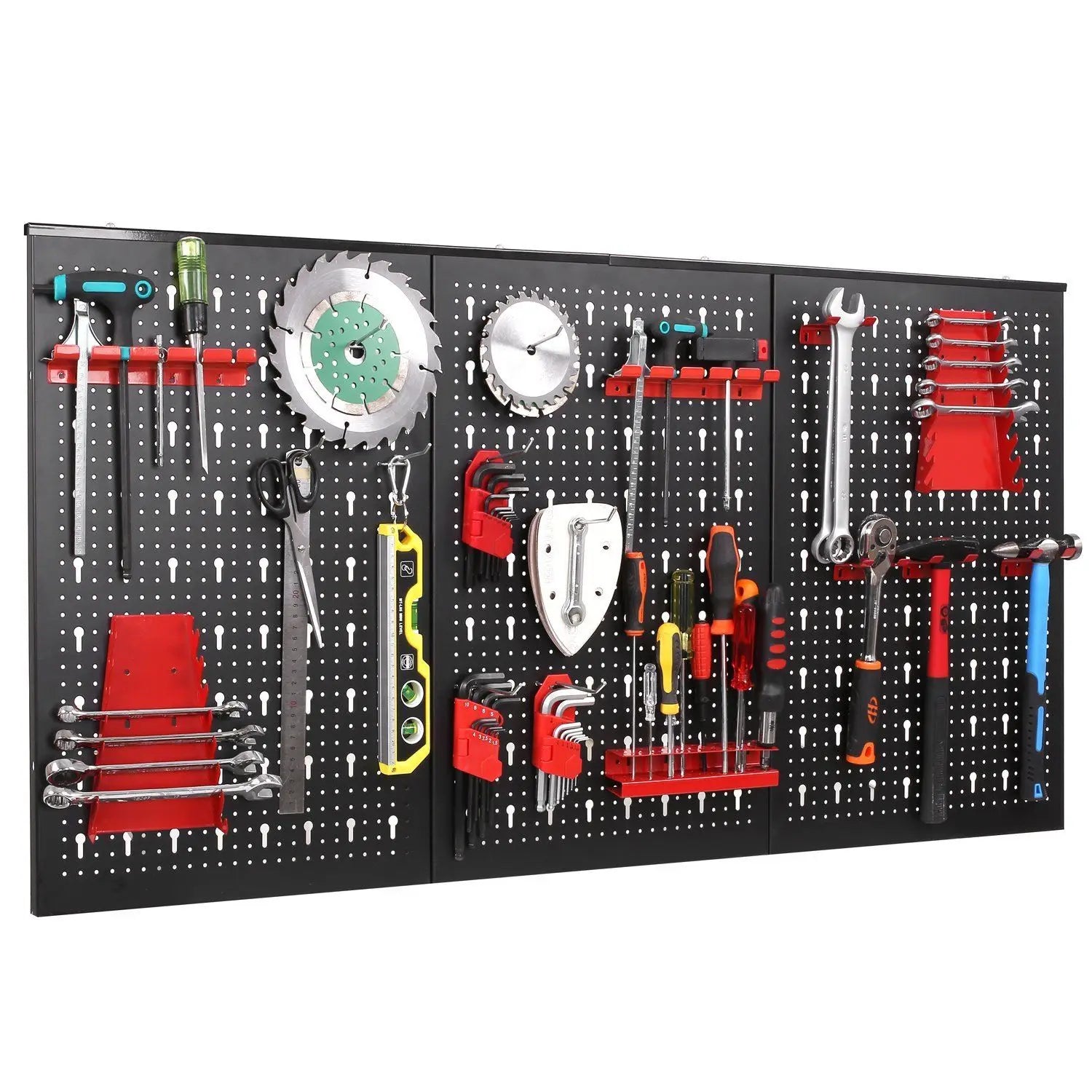 117x55cm Metal Pegboard Wall Organizer with Hooks 17PCS Kit, Garage Storage Bins, and Panel Tool Organizer Pegboard Wall Control